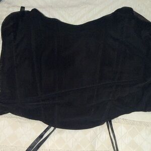 Black Strapless Velvet Bustier Top